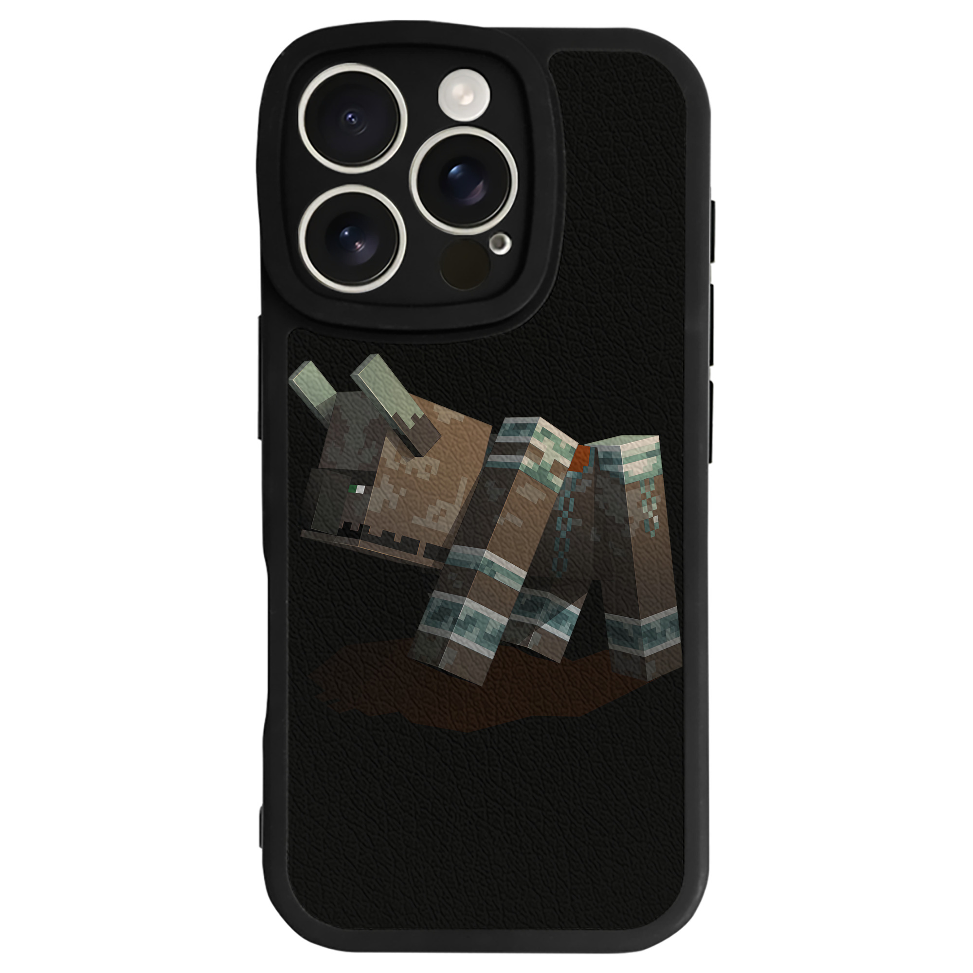 （画像用） マインクラフト ブロックの世界 Minecraft MC Block world 【iPhone 16シリーズ対応】シリコンスマホケース（レザー調） 材質：シリコン